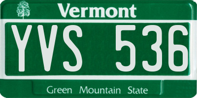 VT license plate YVS536