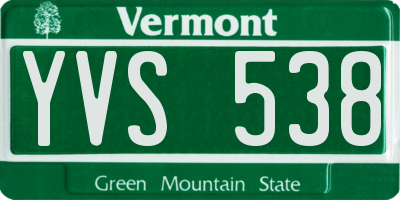 VT license plate YVS538
