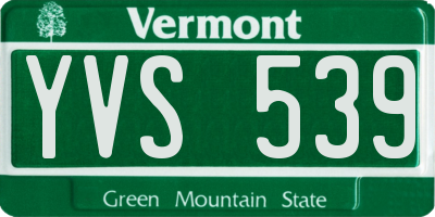 VT license plate YVS539