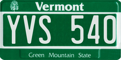 VT license plate YVS540