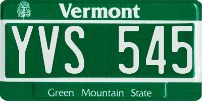 VT license plate YVS545