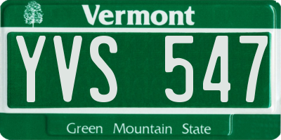VT license plate YVS547