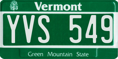 VT license plate YVS549