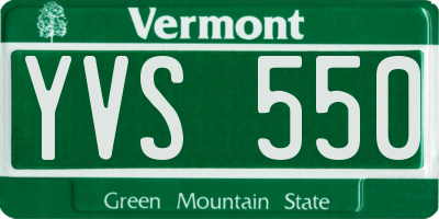 VT license plate YVS550