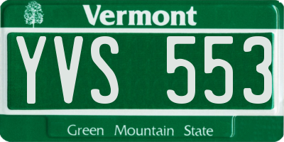 VT license plate YVS553