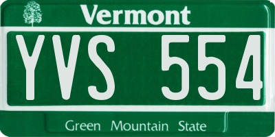VT license plate YVS554
