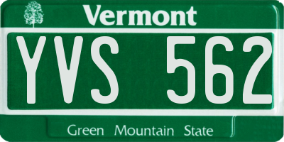 VT license plate YVS562