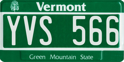 VT license plate YVS566