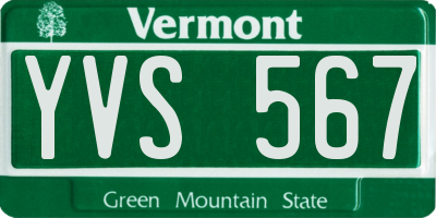 VT license plate YVS567