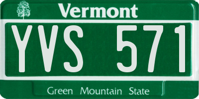 VT license plate YVS571