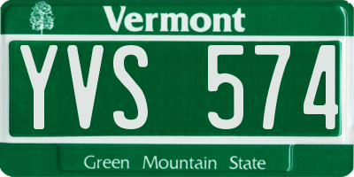 VT license plate YVS574