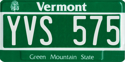 VT license plate YVS575