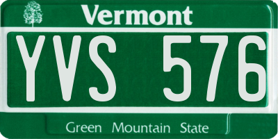 VT license plate YVS576