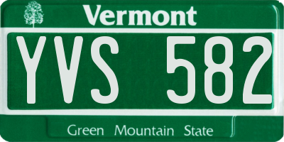 VT license plate YVS582