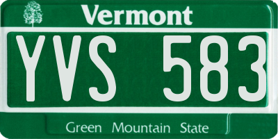 VT license plate YVS583