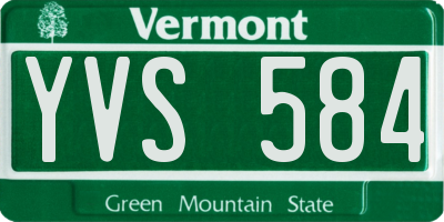 VT license plate YVS584