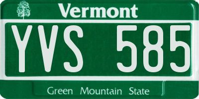 VT license plate YVS585