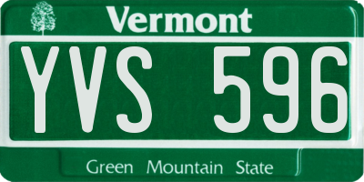 VT license plate YVS596