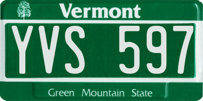 VT license plate YVS597