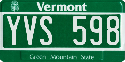 VT license plate YVS598