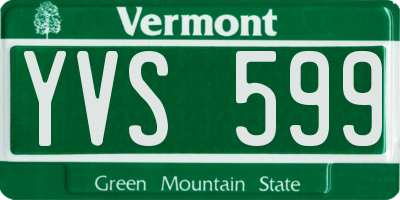 VT license plate YVS599
