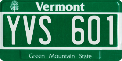 VT license plate YVS601