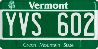 VT license plate YVS602