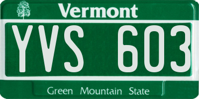 VT license plate YVS603