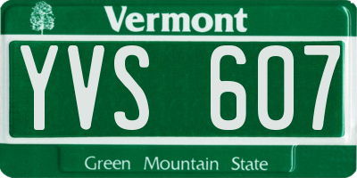 VT license plate YVS607