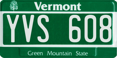 VT license plate YVS608