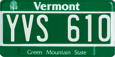 VT license plate YVS610