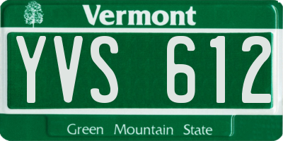 VT license plate YVS612