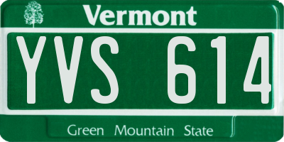 VT license plate YVS614