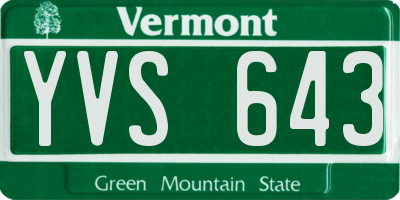 VT license plate YVS643
