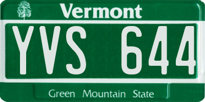 VT license plate YVS644