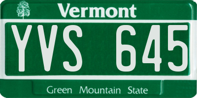 VT license plate YVS645