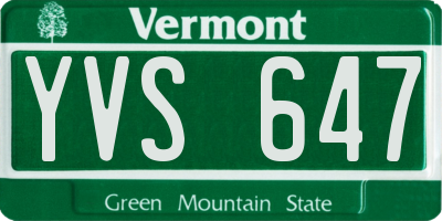 VT license plate YVS647