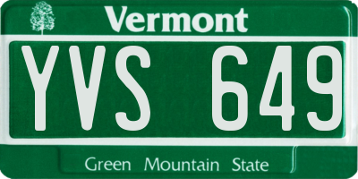VT license plate YVS649