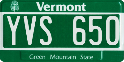 VT license plate YVS650
