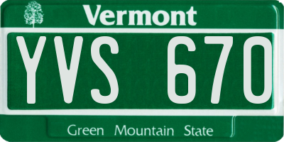 VT license plate YVS670