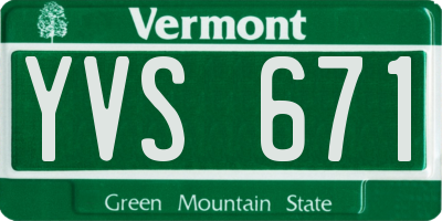 VT license plate YVS671