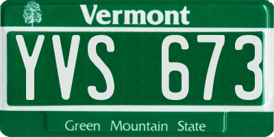 VT license plate YVS673