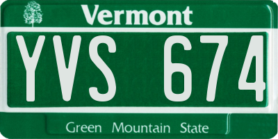 VT license plate YVS674