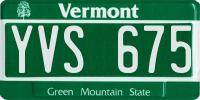 VT license plate YVS675