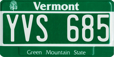 VT license plate YVS685