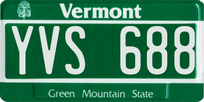 VT license plate YVS688