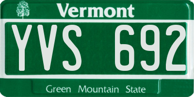VT license plate YVS692