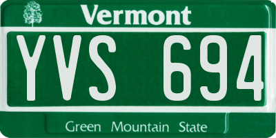 VT license plate YVS694