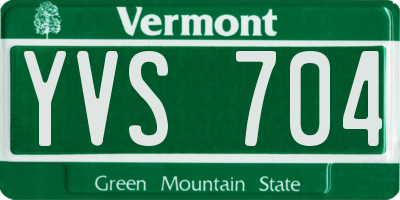 VT license plate YVS704