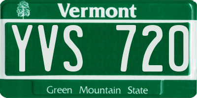 VT license plate YVS720